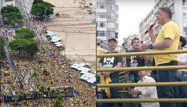 Bolsonaro e aliados realizam ato em Copacabana pela anistia aos presos do 8 de janeiro